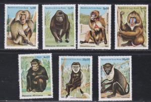 Guinea Bissau # 457-463, African Apes & Monkeys, NH, 1/2 Cat.