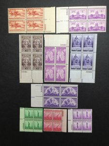 US, 894-902, COMPLETE YEAR 1940, MINT NH, VF, PLATE BLOCKS