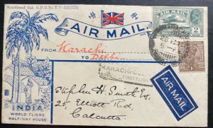1929 Karachi India First Flight cover FFC To Calcutta Stephen Smith Signed