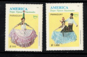 Paraguay Sc 2544-5 MNH Set of 1996 - Costume, Dancers - HY06