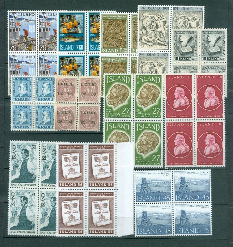 Iceland.  Lot. 33 Different 4-Block. MNH