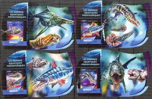 Djibouti 2016 Marine Life Prehistory Animals Dinosaurs 4 S/S Deluxe MNH