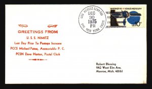 USS Nimitz 1975 (Dec 30) Cacheted Cover  - L1325