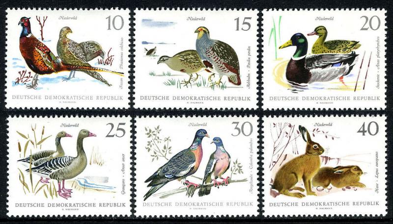 Germany DDR/GDR 998-1003, MNH. Birds.Pheasants,Partridges,Mallards,Geese,1968