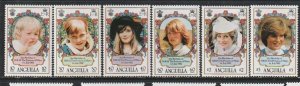1982 Anguilla - Sc 485-90 - MNH VF - 6 single - Princess Diana