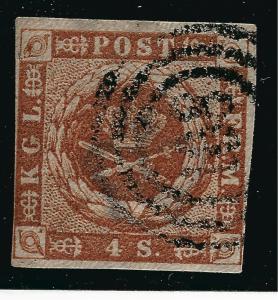 Denmark 1854 Scott #4a F-VF Numerical cancel Cat $15