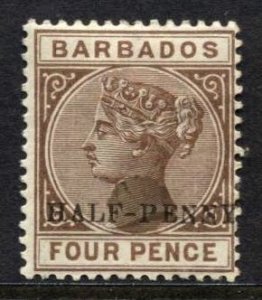 STAMP STATION PERTH -Barbados #69 QV Overprint MVLH Error - Perf.14 - Wmk.2