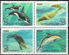 US #2508-11 MNH Block. Creatures of the Sea