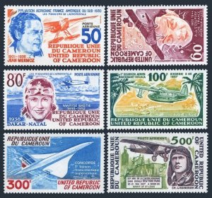 Cameroun C245-C250, MNH. Michel 843-848. Aviation pioneers, events. 1977.Mermoz,