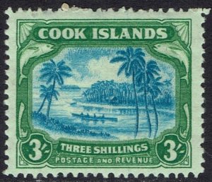 COOK ISLANDS 1944 PICTORIAL 3/- WMK MULTI STAR NZ