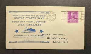 1941 USS Kite AM75 First Day Cover Boston MA to Buffalo NY