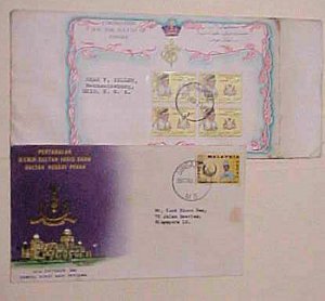 SINGAPORE FDC on PERAK 1963 also 1960 JOHORE  CACHET ADDRESSED