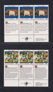 United Nations New York #570-571 MNH 1989 human rights. paintings in blocks of 3