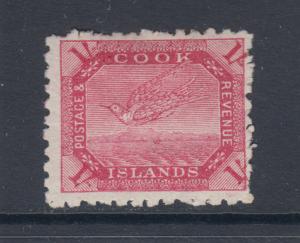 Cook Islands Sc 24 MLH. 1898 1sh carmine rose Wrybill, fresh & well centered