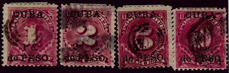 Cuba Under U.S. SC J1-J4 Used F-VF. hr..Popular Country!