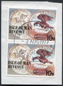 Isle of Man 2 x 10p Multicoloured QEII Pictorial Revenue CDS On Piece