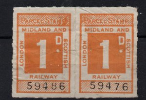 London Midland & Scottish 1d Parcel Post unused pair WS35676