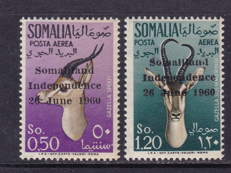 Somalia Scott C24-C28, 1960 Antelope Air Mail O/P, F/VF MNH. Scott $69