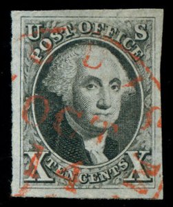 momen: US Stamps #2 Used ST LOUIS RED C.D.S. SUPERB GEM PF CERT 