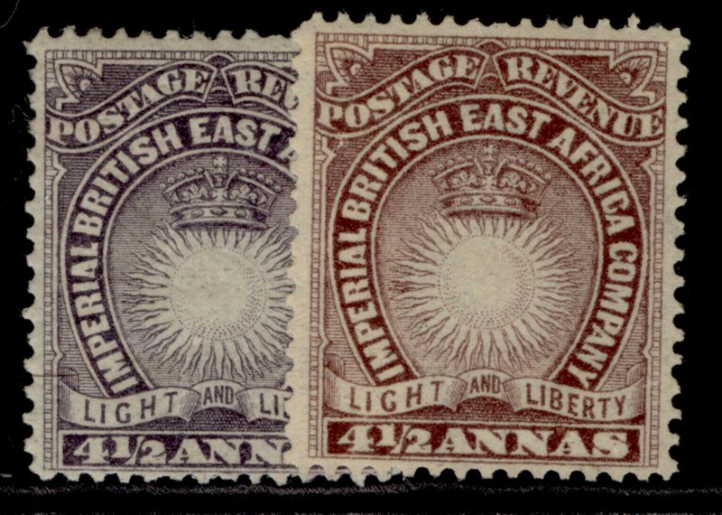 BRITISH EAST AFRICA QV SG11 + 11a, 4½a SHADE VARIETIES, M MINT. Cat £40. 