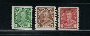 CANADA SCOTT #228-230 1935 COUILS PERF 8 (VERTICAL) - MINT NH/ LIGHT HINGED