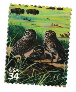 US 3506b Great Plains Prairie Burrowing owls 34c single MNH 2001