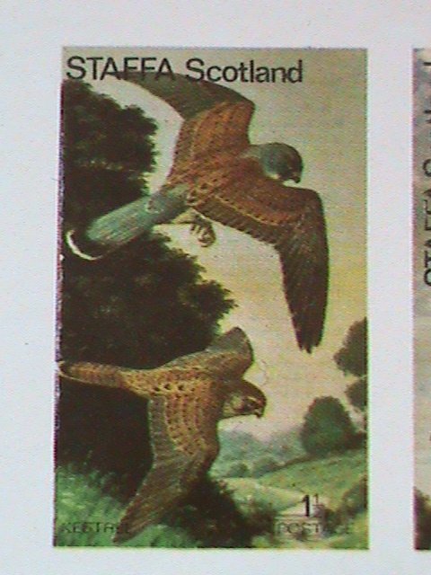 ​STAFFA SCOTLAND STAMP:RARE BIRDS IMPERF- MNH - MINI SHEET NO GUM AS ISSUED