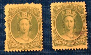 NOVA SCOTIA 8 1/2 GREEN QUEEN VICTORIA MINT & USED SCOTT # 11