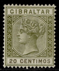 GIBRALTAR QV SG24, 20c olive-green & brown, M MINT. Cat £27. 