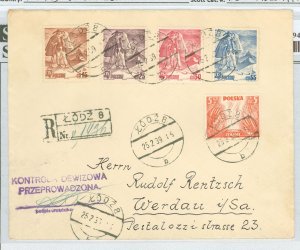 Poland 335-38/B32 1939 Skiing, registered complete set Lodz-Werdan