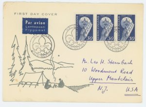 Finland 346 x3 FDC to USA Airmail scouting (2304 23)