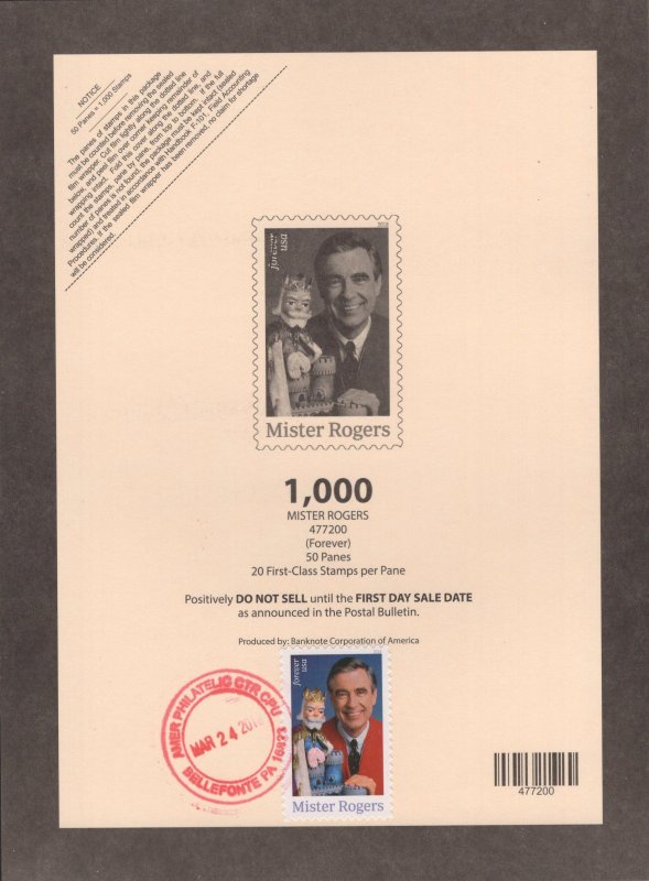 APS 2nd Day Dedication Ceremony Bundle for the 2018 Mister Rogers Stamp