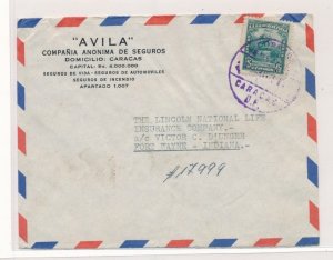 D384370 Venezuela Airmail Cover 1940's Caracas Fort Wayne Indiana USA