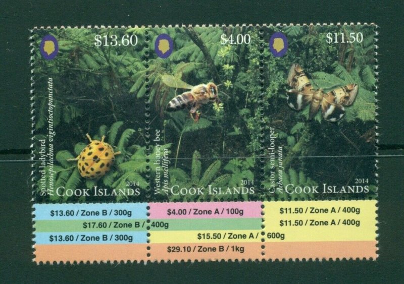 Cook Islands #1519 (2014 Forest Reserve strip)  VFMNH CV $46.00