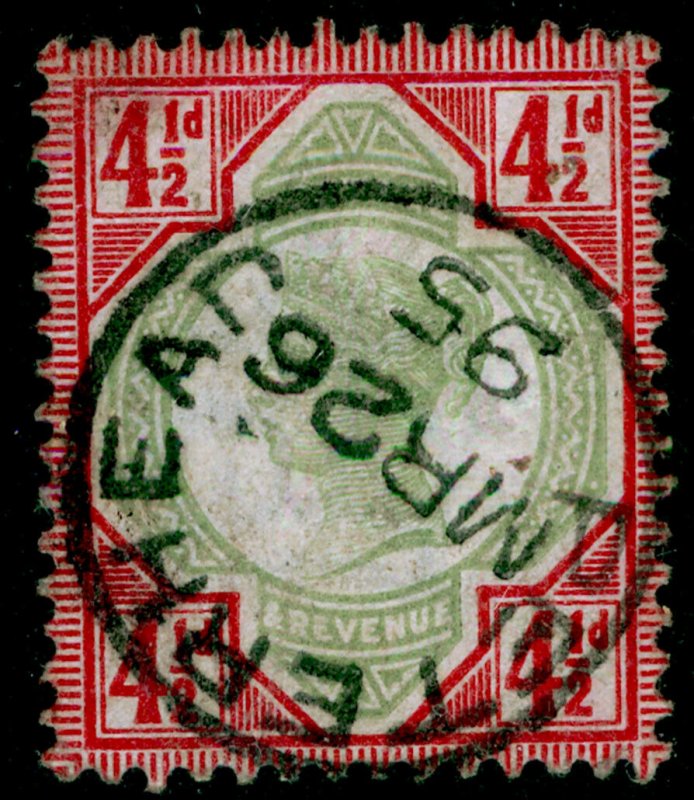 SG206 SPEC K34(1), 4½d green & carmine, USED, CDS. Cat £45.