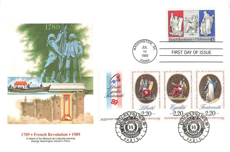 C120 45c FRENCH REVOLUTION AIR MAIL - US - FRANCE - Joint FDC