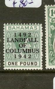 BAHAMAS (P2605B) 1942 LANDFALL COLUMBUS L1    SG175    MOG