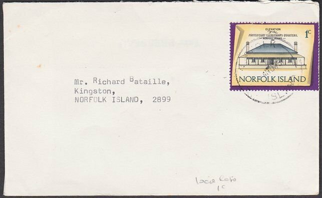 NORFOLK IS 1975 1c local rate cover - 1c Building...........................M629