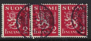 FINLAND 173 VFU STRIP OF 3 Y367-1