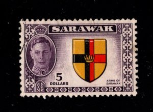 EDSROOM- 533 Sarawak Sc 194 George VI $5 1950 High Value Used Cat Val $18