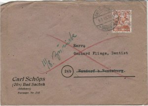 Germany Bad Sachsa 1948 Allied Occupation Stamps Cover to Hamdorf Ref 32374