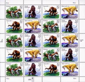 1996 32c Prehistoric Animals, Sheet of 20 Scott 3077-80 Mint F/VF NH