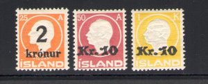 1924-26 ICELAND, Stamps of 1911/12 overprinted with mint value, 2 val n . 121/1