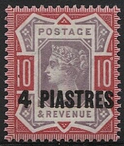 GB  Offices in Turkey 1896  Sc 7  4pi/10d QV Mint NH,  SCV $47.50 for hinged.