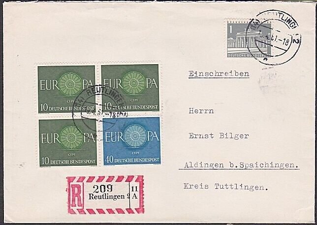 GERMANY 1961 registered cover - nice franking - ...........................a3422