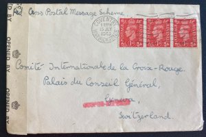 1943 Coventry England Censored Cover To Red Cross Geneva Switzerland