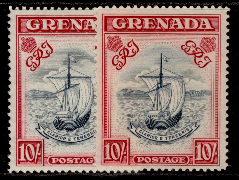 GRENADA GVI SG163b + 163e, 10s SHADE VARIETIES, M MINT. Cat £350. NARROW 