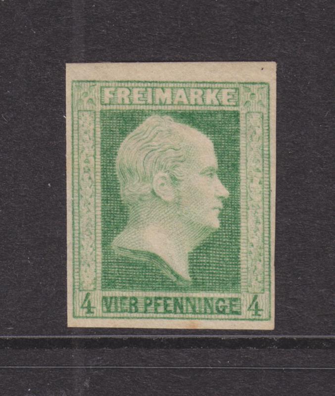 Prussia Sc 1 MLH. 1856 4pf King Frederick William IV, fresh, bright, F-VF.      