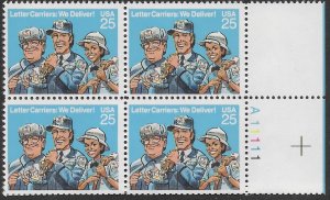 US #2420 MNH Plate Block.  Letter Carriers: We Deliver!.  Nice.