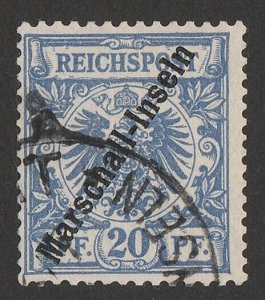 GERMANY Marshalls 1899 Marschall-Inseln on 20pf blue, Berlin issue.